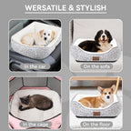 Zerbuger Rectangle Cat Dog Bed for Large Medium Small Pets Indoor Outdoor Machine Washable Sleeping Sofa Non-Slip Bottom Soft Puppy Bed Durable Orthopedic Calming Pet Cuddler (Medium, White Leopard)