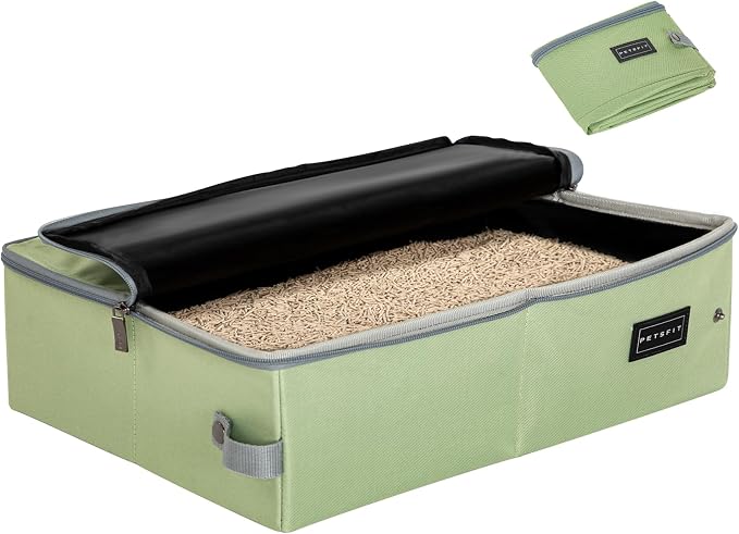 PETSFIT Portable Litter Box for Cats - Leak-Proof, Travel Litter Box for Cats in Car/Hotel/Lawn, Collapsible Litter Boxes