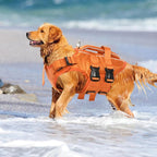 Kuoser Dog Life Jacket, High Flotation Reflective Dog Life Vest, Orange, L | Adjustable Dog Lifejackets for Small Medium Large Dogs, Lifevest with Rescue Handle for Swimming, Boating, Lake, Beach & Pool