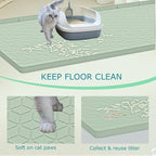 Cat Litter Mat, Silicone Large Cat Mat for Litter Box - 40x28 in, Waterproof & Non-Slip, Durable & Easy Clean, Green