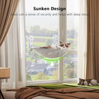 Cat Window Perch Cordless, Glow in The Dark & Stable Cat Beds- Breathable Window Hammock for Overlooking, Sunbathing and Climbing - Maximum Hold Up to 40lb(Light Grey)
