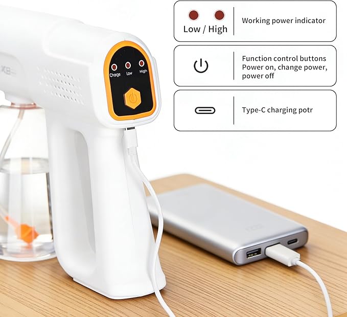 RIZZARI Cordless Pet Odor Control Spray Bundle, Rechargeable Nano Mist Sprayer with 500ml Pet-Safe Deodorizer for Cat Litter Boxes, Dog Beds, Carpets & Home Pet Areas