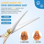 JASON Curved Dog Grooming Scissors - 7 Inch Professional Shears Rosegold | Japanese 440C Stainless Steel Scissor with Diamond Screw, Sharp