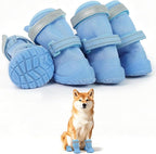 Breathable Hot Pavement Dog Shoes for Small & Medium Dogs(Blue, 4# | Adjustable Double Strap and Non-Slip Dog Boots Paw Protectors for Walking Running Hiking, Soft Comfortable Safe Easy to Wear