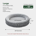 BALANCE Donut Dog Bed, 36 Inches Round Dog Bed Large Size Dogs Washable, Orthopedic Calming Dogs Beds for Kitten, Fluffy Plush Faux Fur Pet Bed with Anti-Slip Bottom