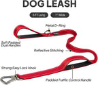 PetiFine 5FT Heavy Duty Dog Leash with Soft Padded Double Handle | Traffic Handle Extra Control,Auto Lock Hook,Reflective Nylon Walking Lead for Large,Medium,Small Breed Dogs