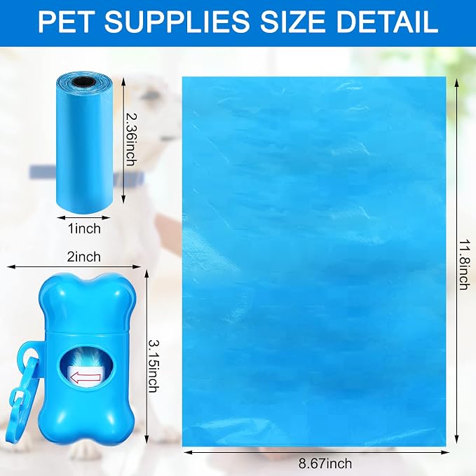 Teling 3000 Count Dog Poop Bags Pet Waste Bags for Poop with 3 Dispensers for Home, Outdoor, Puppy Walking, and Travel, 12 x 8.6 Inch(Blue)
