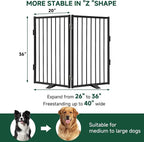 Snagle Paw Metal Freestanding Dog Gate,40” W x 36” H Dog Fence with Support Feet for Doorways, Stairs and Hallways, Portable Pet Gate for Indoor Use (2 Panel, Black)