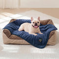 Luciphia Waterproof Pet Blanket, Washable Reversible Sherpa Fleece Throw | Liquid-proof furniture protector for bed and couch, soft reversible sherpa fleece for dogs, cats blue, XS