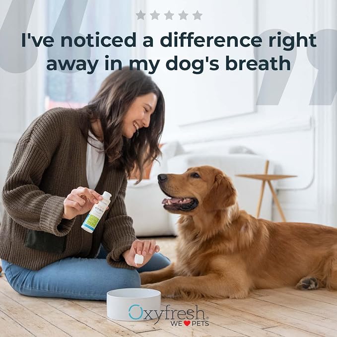 Oxyfresh Premium Pet Dental Kit for Dogs & Cats – Easiest Breath Freshener & Teeth Cleaning Solution for Fresh Breath, Clean Teeth, Plaque & Tartar Control – 4oz Toothpaste + 16oz Water Additive