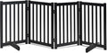 LZRS Wooden Free Standing Dog Gate 80" W x 30" H, Foldable Solid Hardwood Pet Safety Fence for House Doorways, Stairs, Hallways, Step-Over Pet Barrier, No Drill Easy Setup, Black