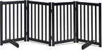 LZRS Wooden Free Standing Dog Gate 80" W x 30" H, Foldable Solid Hardwood Pet Safety Fence for House Doorways, Stairs, Hallways, Step-Over Pet Barrier, No Drill Easy Setup, Black