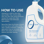 Zero Odor Multi-Purpose Odor Eliminator, Fabric & Room Deodorizer, 2-Pack | Refill Bottle, Odor Eliminator for Hotel, Bathroom, Basement, Trash & Upholstery - Sprayer not Included, 64 OZ Each