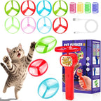 BABORUI Cat Toy Disc Launcher, Rechargeable Interactive Cat Fetch Toy Launcher with 8 Flying Discs, Flying Enrichment Toys for Indoor Bored Kittens & Adult Cats (Red-1)