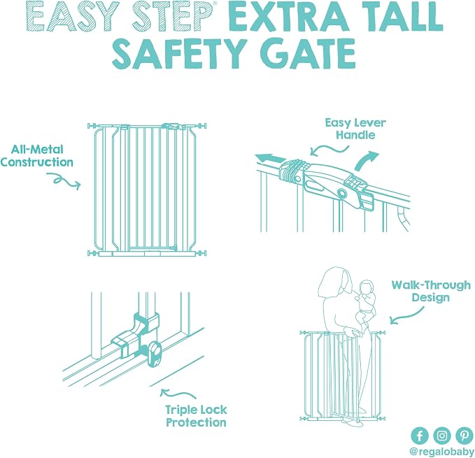 Regalo Safety 36" Extra Tall Baby Gate, Bottom of Stairs & Doorways