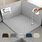 Sofa Shield 100% Waterproof Couch Cover with Patented Straps, Slip & Stain Resistant, Machine Washable Sofa Slipcover for Dogs Cats Pets Kids, 30x30 inch Seat, Sectional Corner, Light Gray
