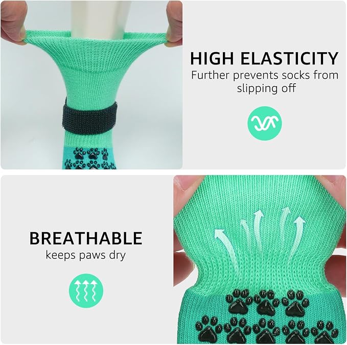 SCENEREAL Dog Socks to Prevent Licking Paws for Hot/Cold Pavement Anti Slip, Dog Shoes for Hardwood Floors, Dog Boots & Paw Protectors with Grippers for Small Medium Large Senior Dogs