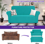 ZNSAYOTX Super Stretch Loveseat Covers (57"-70"), New Striped Love Seat Slipcover, Dogs Pet Friendly Anti-Slip Couch Protector Spandex Durable 2 Seater Fabric Sofa Cover (Loveseat, Peacock Teal)