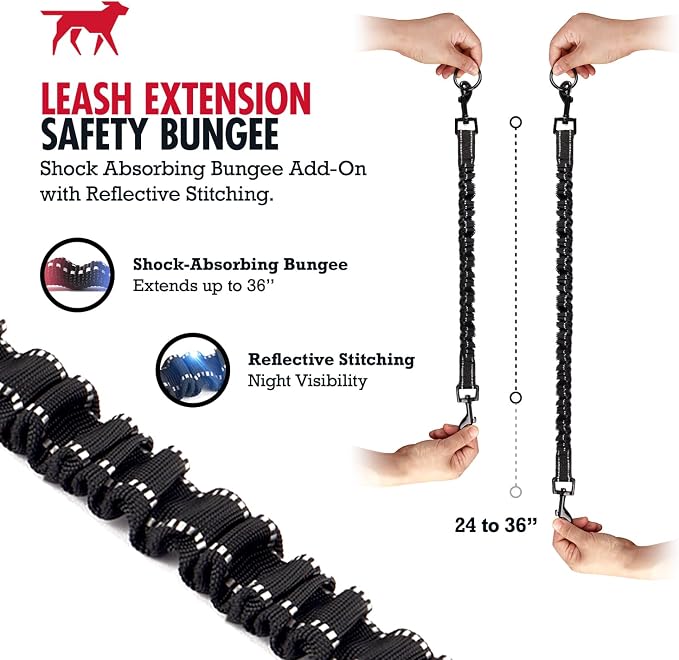 Add-On Accessory Large Size Bungee Leash Extension | Extends Hands Free Leashes by Two Feet | Requires Purchase of Hands Free Bungee Leash for Large Dogs Sold Separately