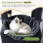 Globlazer F74D Cat Tree for Large Cats 20+ lbs, 74in Tall Tower, Dark Grey | Easy Assembly, Maine Coon, Large Cats, 2 Condos, Steel-Rim Basket Bowl, Plush Bed, 2 Perches, Sisal Posts, Anti-Topple Strap