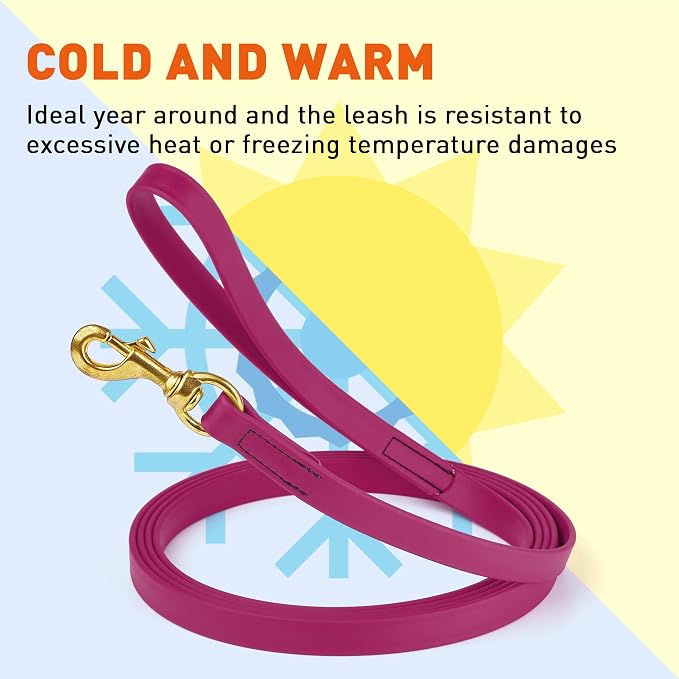 Viper Biothane K9 Working Dog Leash Waterproof Lead for Tracking Training Schutzhund Odor-Proof Long Line with Solid Brass Snap for Puppy Medium and Large Dogs, 15ft Magenta Pink