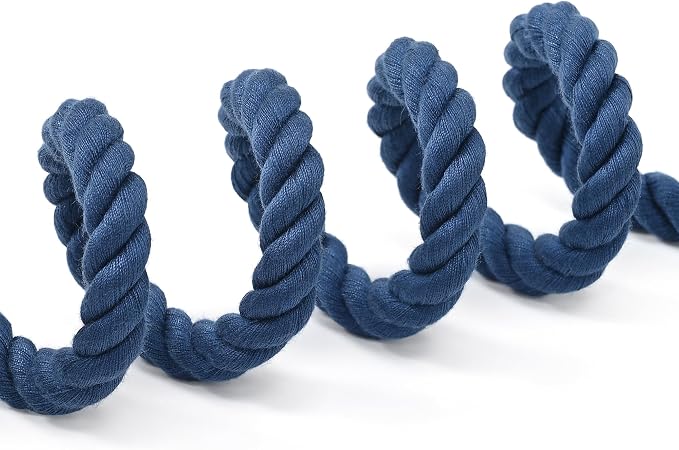 Mile High Life Dog Leash Braided Cotton Rope with Leather-Reinforced Ends | Rust-proof 360° swivel clasp, Heavy-duty for medium/large breeds. Great for weddings, daily walks (4 FT, 1/2", Navy)