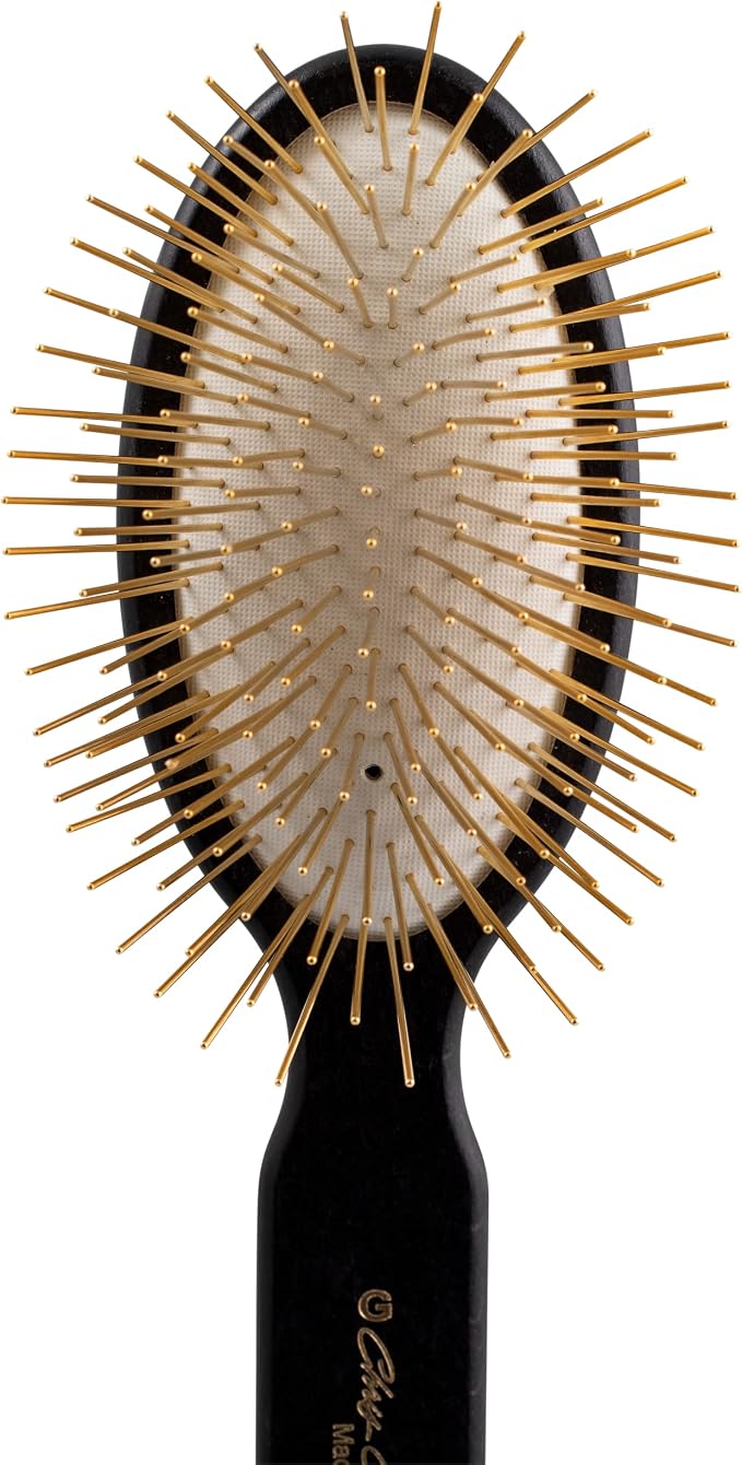 Chris Christensen 35mm Pin Dog Brush, Gold Series, Groom Like a Professional, 30% More Gold-Plated Stainless Steel Pins, Perfect for Fragile Coats, Ground and Polished Tips, Made in Germany