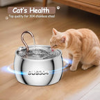 2.5L/84oz Gooseneck Cat Water Fountain Stainless Steel Quiet | Kitty Spout Cat Fountain for Drinking, Pet Water Fountain for Cats Inside, Automatic Cats Water Dispenser, for Pets