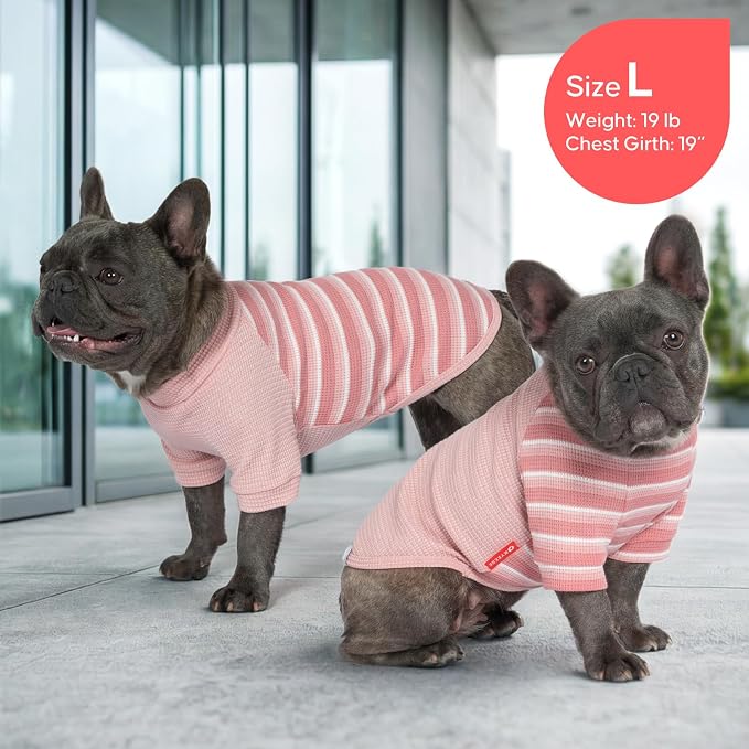 KYEESE 2Pack Waffle Dog Shirt with Sleeves Soft Striped Dog Sweater | Turtleneck, Cozy Warmth. Lightweight & Breathable, Gentle on Sensitive Skin, Free to Move, Comfortable Daily Wear