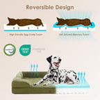 EHEYCIGA Orthopedic XXL Dog Bed, Waterproof Washable XL Big Pet Bed 48" | Non-Slip Bottom and Egg-Crate Memory Foam Extra Large Pet Couch Bed with Washable Removable Cover, Olive Green