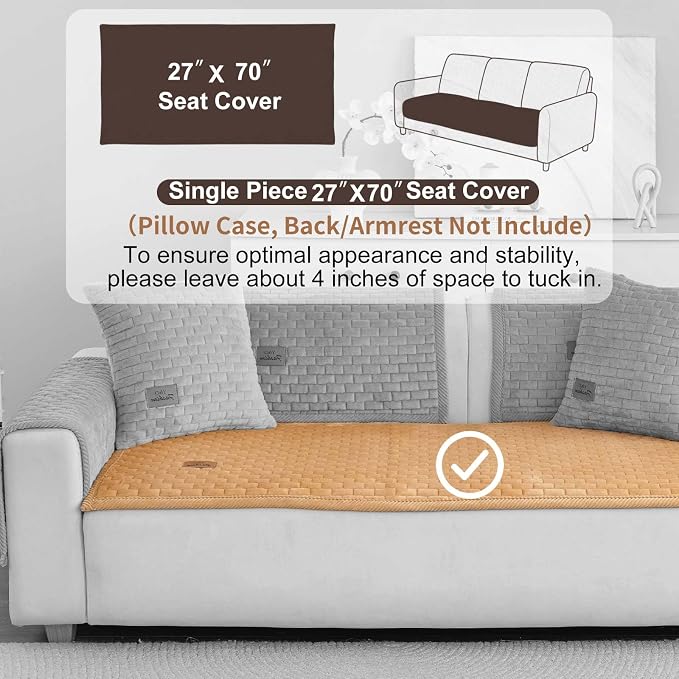 Washable Velvet Dog Couch Cover, Plush Pet Sofa Furniture Protector for 2-3 Cushion Couch, Non-Slip Washable Cover for Dogs(1PC/27.6"x70.9",Khaki)