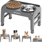 URPOWER Raised Dog Bowls 4 Height Adjustable Elevated Bowl Stand | Stainless Steel Water Bowl Non-Slip Dog Food Bowls Stand for Small Medium Large Dogs and Pets