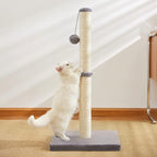 MeowHomm 32'' Tall Cat Scratching Post Cat Scratcher with Hanging Ball, Durable Cat Scratching Post for Indoor with Sisal Rope (Gray)