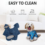 Morezi Dog Zip Up Raincoat with Reflective Buttons, Rain/Water Resistant, Adjustable Drawstring, Removable Hood, Raincoats with Legs 8lbs to 80lbs Available - Dark Blue - XXL