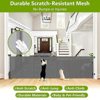 Reinforced 42" Tall 195" Extra Wide Retractable Fence Outdoor/Indoor, Gray | Tall Baby Gate Extra Long Dog Gate for Gagage, Space-Saving, Easy to Use, Safety Lock, Scratch-Resistant Mesh, Easy Install
