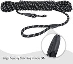 Long Dog Leash for Training 15Ft-Reflective Nylon Rope with Swivel Hook-Recall Agility Lead for Large Small Medium Dogs Outside Walking Hiking-Black