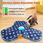 Oxawo Cat Toys Interactive Hide and Seek Cat Game | Mouse Chirping, Motion Activated Cat Toys with Moving Concealed Feathers Wand USB Rechargeable