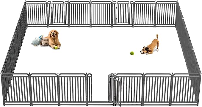 40 Inch Dog Playpen Outdoor, 28 Panels Puppy Playpen Heavy Duty Dog Play Pen Indoors, Rust Resistant Dog Pen for Large/Medium/Small Dogs, Dog Fence for RV Camping