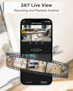 WUUK 4MP Indoor Wired Security Camera, Baby Monitoring, No Subscription | 24/7 Recording, Motion/Human/Crying Detection, Night Vision, 2 Way Talk, Magnetic Stand, Compatible with Alexa & Google