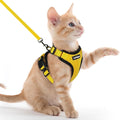rabbitgoo Cat Harness and Leash Set, Escape Proof Vest, Yellow | Soft Breathable Mesh, Easy Adjustable Fit, Snap Buckles, Sturdy Clip, Reflective Strips, for Kittens & Small Cats Walks, Xxs