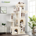 Globlazer Cat Tower for Indoor Cats, Heavy Duty Cat Trees for Large Cats Adult Big Cats Maine Coon Cat Tree Tower with Scratching Post, Extra Large Top Perch, Cat Condos, F61, Beige, 61inch