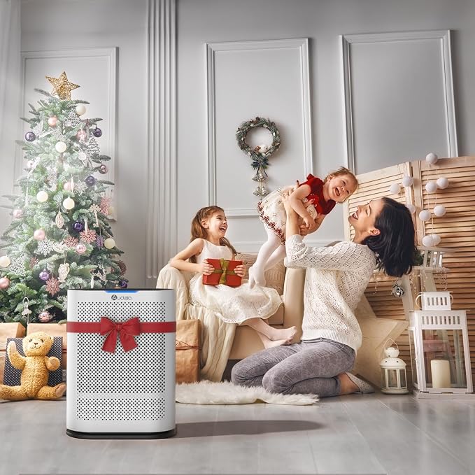 Aucleia Pet Air Purifiers for Home Large Room(White) | Covers 2,100 Ft² Large Rooms, H13 HEPA Filter, Air Quality Monitor, Auto Mode, Removes Dust, Pet Hair, Smoke ,Odor