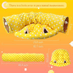 BWOGUE Bunny Tunnel Bed, 2-in-1 Collapsible Rabbit Tunnel Hideout with Mat | Removable Mat for Washing, 46.8 in Length, Ball Toy for Play, Soft Suede Fabric, Cats Rabbits Guinea Pigs