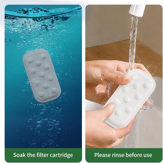 Cat Water Fountain 8 Pack Replacement Filters/Sponges (4+4) -Compatible with Apauk-APFSS-3201 Stainless Steel Cat Water Fountain