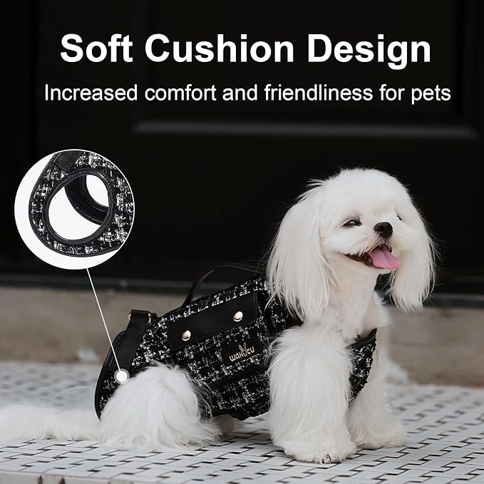 Wakytu Dog Lift Harness Dog Carrier Sling for Small Dogs & Cats,XS | stylish puppy sling carrier with handle & pocket,adjustable leash,walking & travel