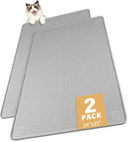 Cat Litter Mat for Litter Box 2 Pack 34" x 22" Silicone Mat, Light Grey | Extra Large Cat Litter Mat Litter Trapping Mat, Non-slip, Waterproof litter box mat with Raised Edge, Pet Mat for Cat, Dog
