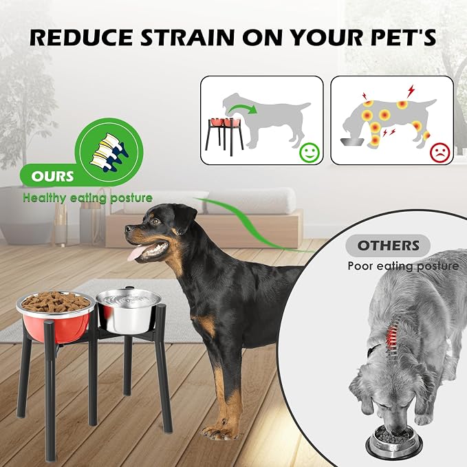 Raised Dog Bowl Stand for Large Dogs, Adjustable Width 7-10.6, 13.7 inch Tall Dog Food Water Stand,Bowl Not Include