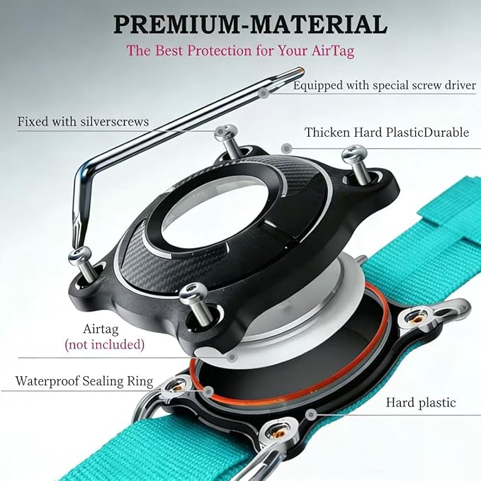 AirTag Dog Collar for Large Dogs Tactical Dog Collar with AirTag Holder | Upgrade Waterproof,Control Handle,Quick-Release Metal Buckle,1000D Nylon Fabric,Soft-Padded Webbing,Velcro Patch(Teal,XXL)