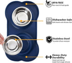 Hubulk Pet Dog Bowls 2 Stainless Steel Dog Bowl with No Spill Non-Skid Silicone Mat + Pet Food Scoop Water and Food Feeder Bowls for Feeding Small Medium Large Dogs Cats Puppies (X-Large, Navy Blue)