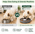 Slow Feeder Dog Bowl Silicone Suction Cup Anti Spill Dogs Cats Grey | strong suction base prevents sliding, extends mealtime, reduces anxiety, textured surface, dishwasher safe